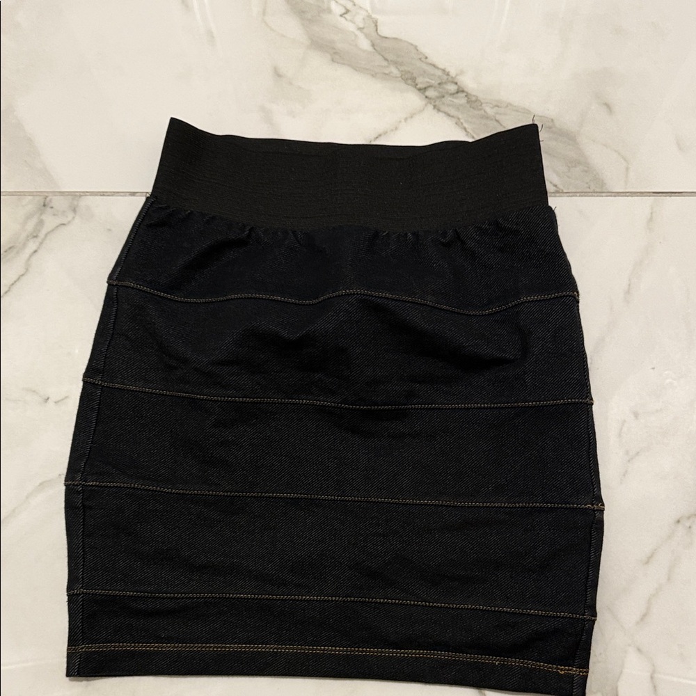 Blue Asphalt Black Pencil Skirt